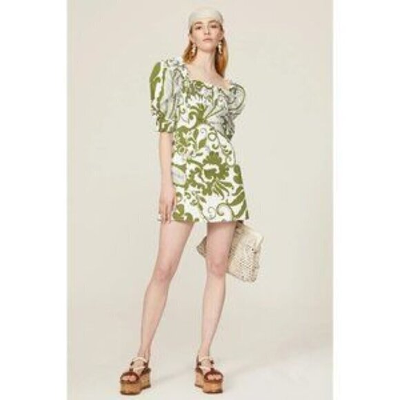 LA DOUBLEJ Abstract Print Puff-sleeve Sexy Dress - Picture 2 of 16